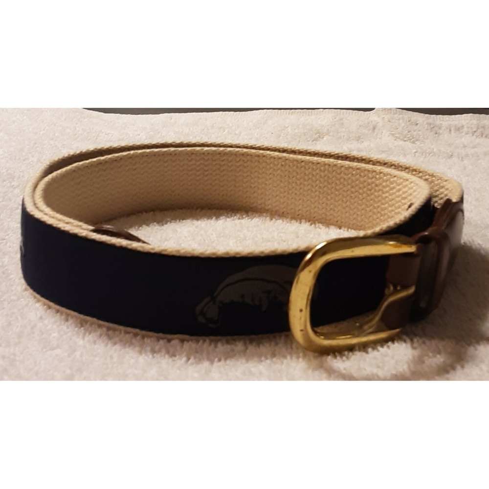 Canterbury Mens Navy Embroidered Sea Fish Animals Nautical Canvas Golf Belt 38